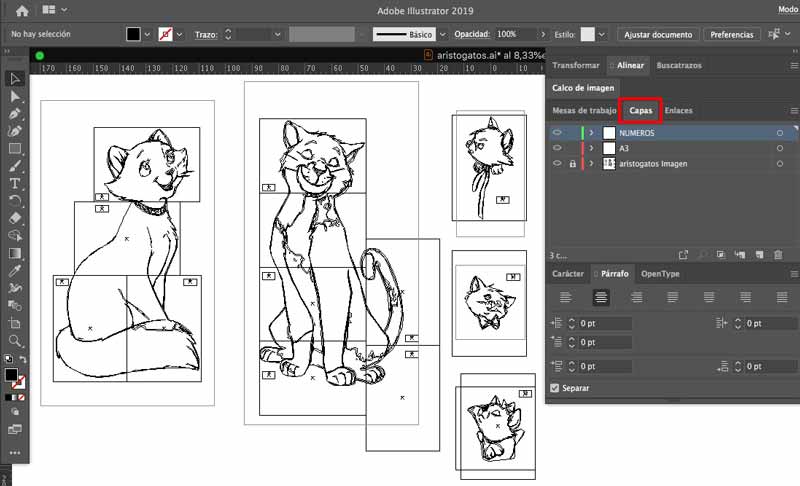 Vista esquema segmentado illustrator