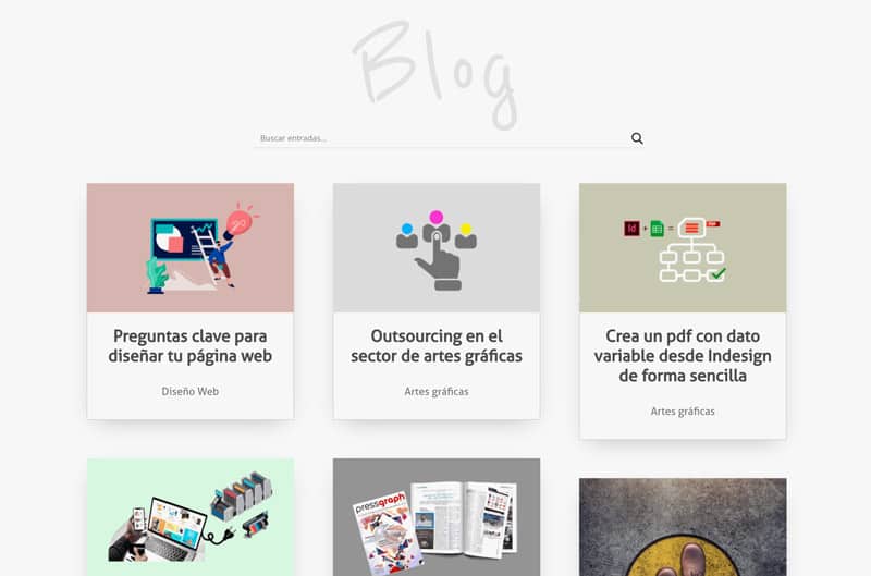 Portada del Blog con agrupación de entradas