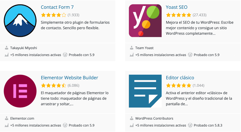 Plugins de WordPress populares