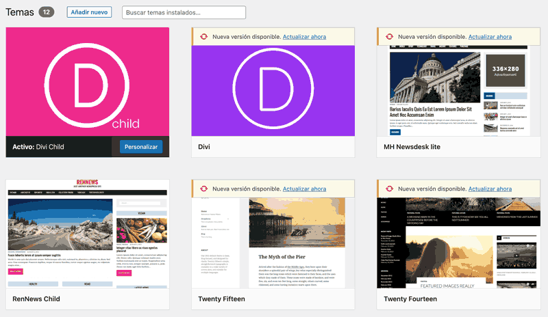 Actualización de temas WordPress