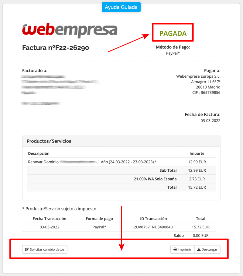 Descargar factura pdf