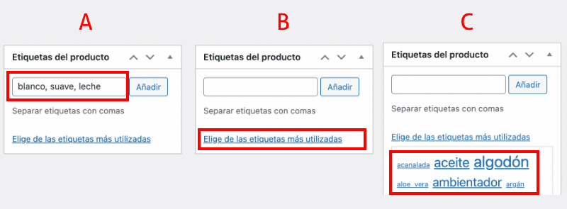 Etiquetas de producto WooCommerce