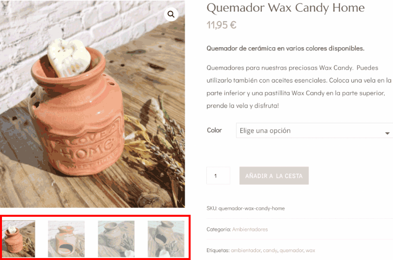 Galería de fotos en producto tienda online