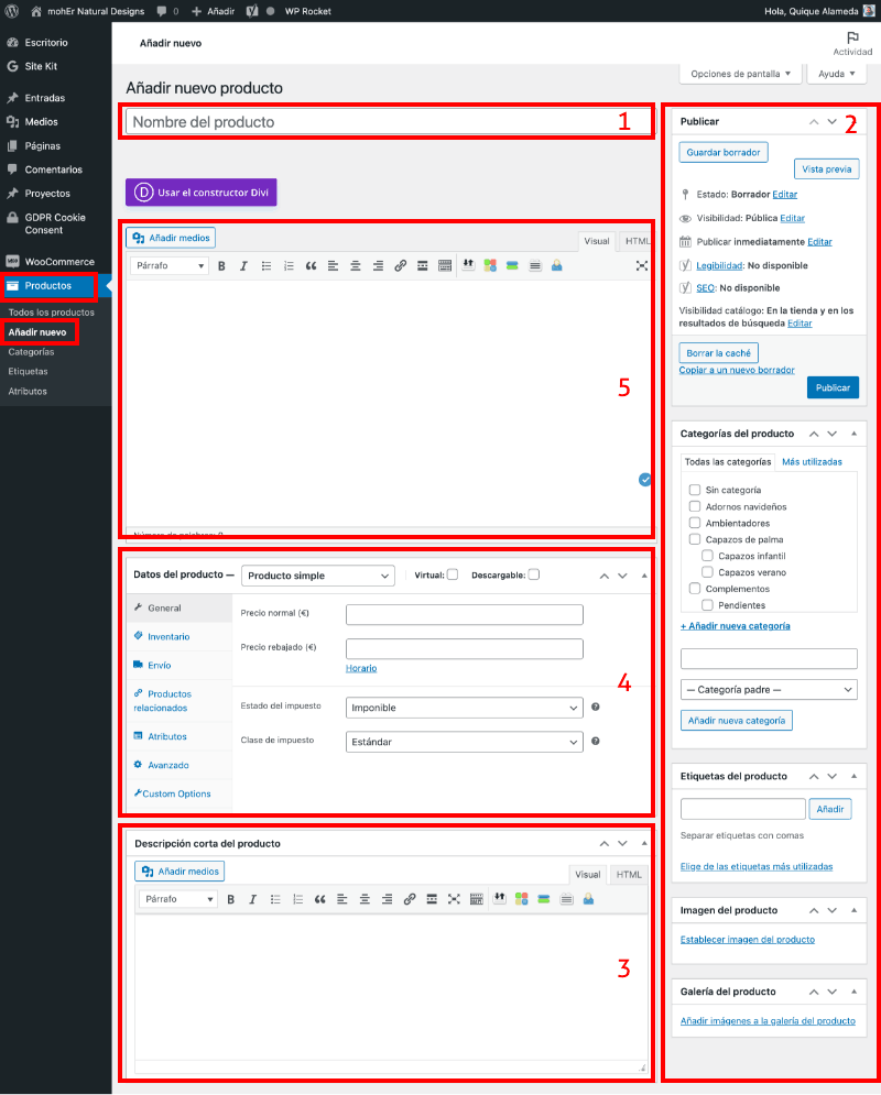 Añadir nuevo producto WooCommerce