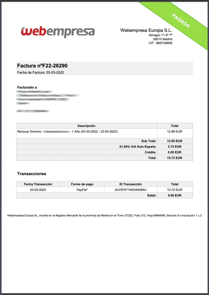 Factura webempresa pdf