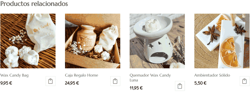 Productos relacionados en tienda online