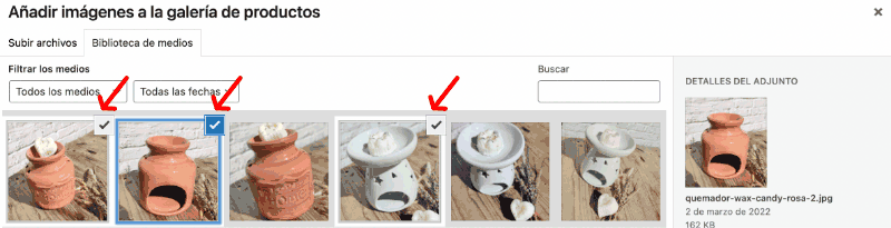 Seleeción múltiple biblioteca de medios WordPress