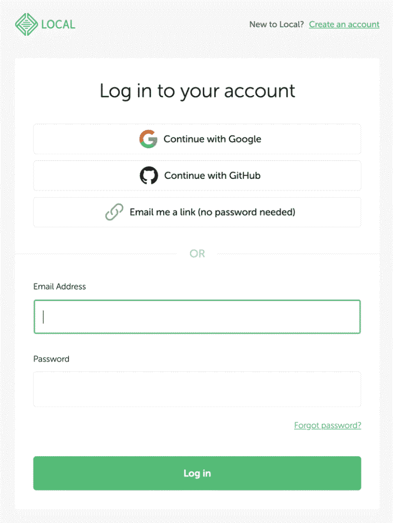 LogIn en la aplicación de Local WordPress