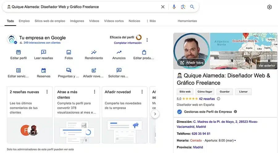 Ficha perfil Google Business