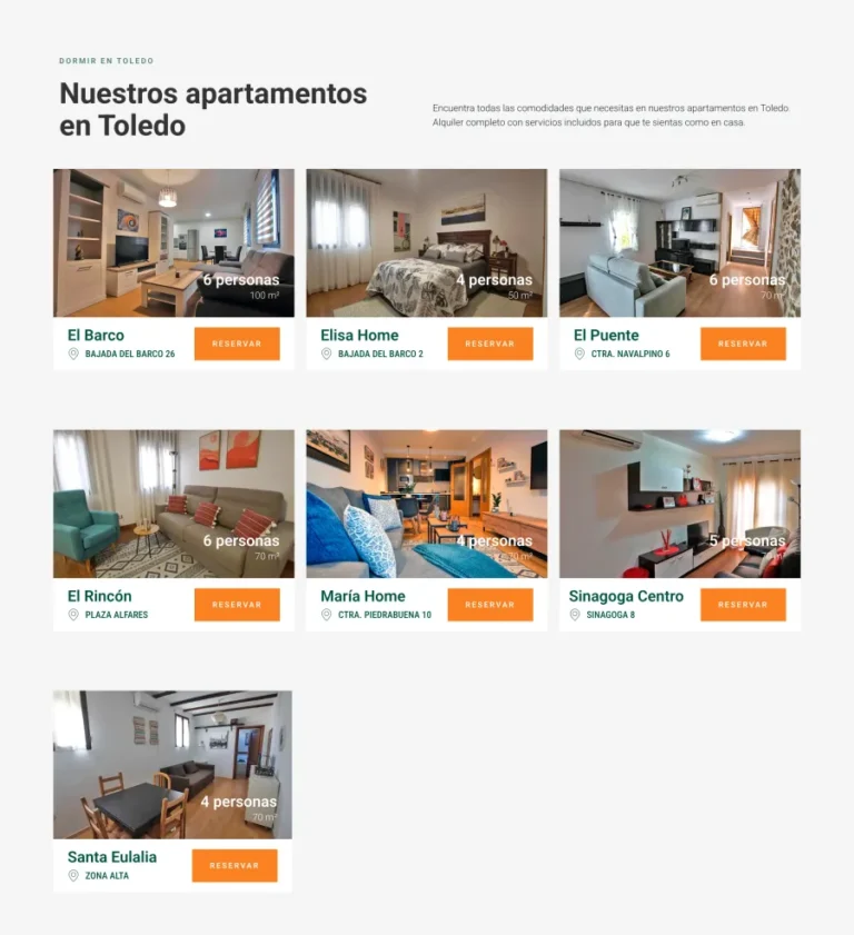 Detalle de interfaz del proyecto web Apartamentos Iria