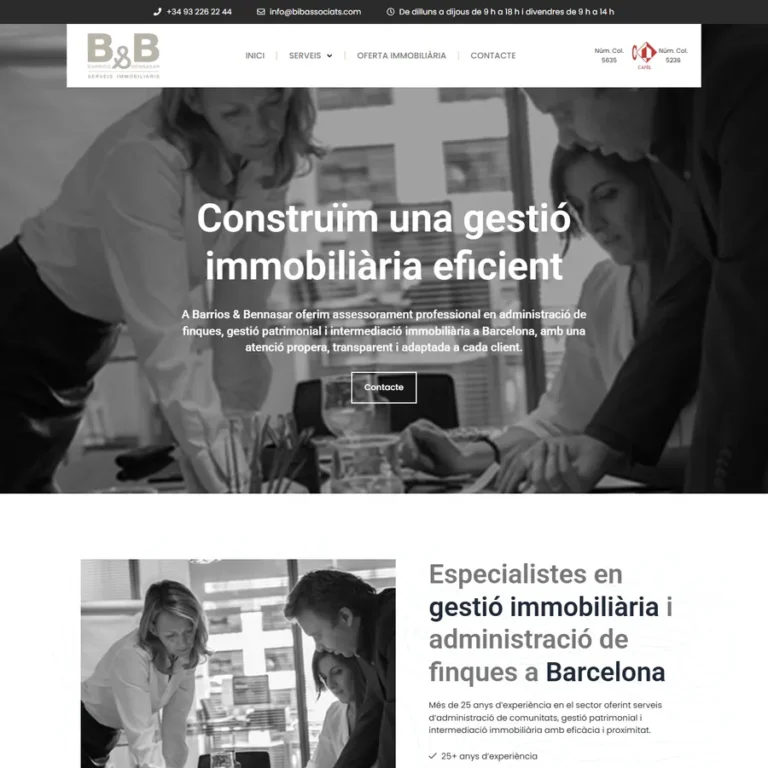 Detalle de interfaz del proyecto web BIB Associats