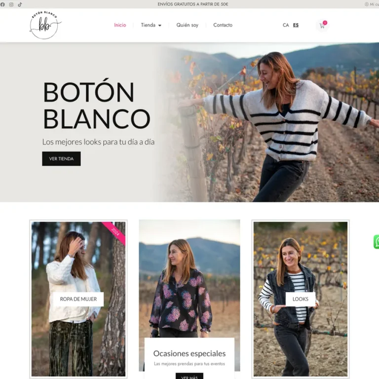 Detalle de interfaz del proyecto web Botón Blanco