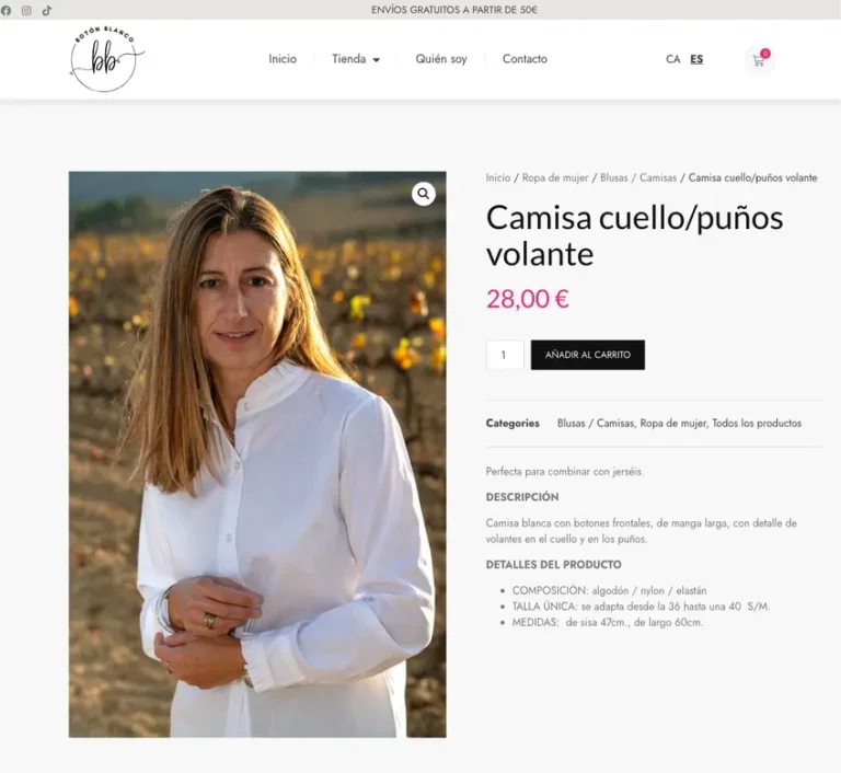Detalle de interfaz del proyecto web Botón Blanco