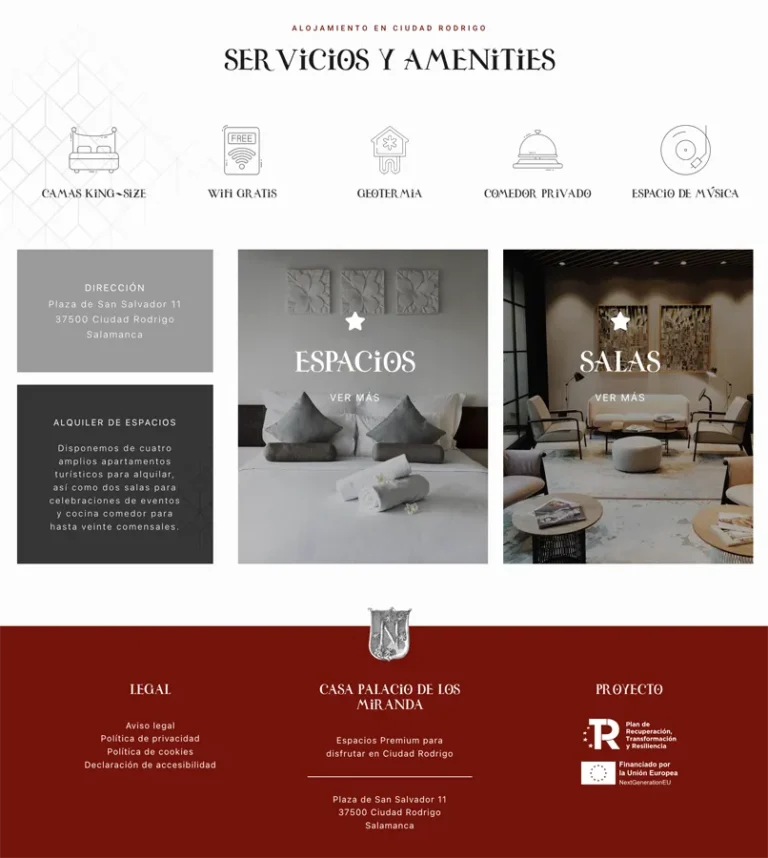 Detalle de interfaz del proyecto web Casa Palacio de los Miranda