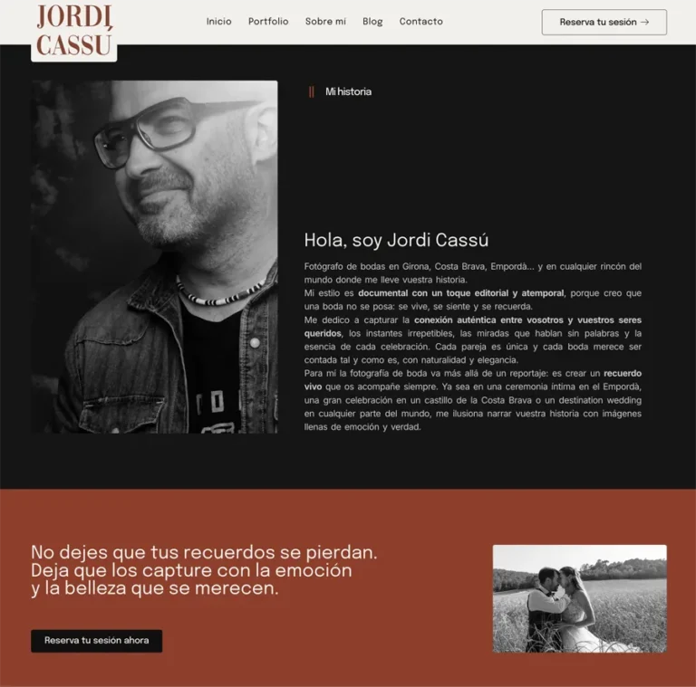 Detalle de interfaz del proyecto web Cassu Fotograf