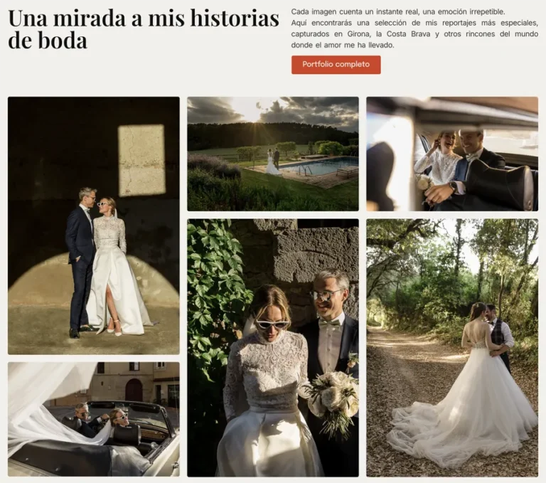 Detalle de interfaz del proyecto web Cassu Fotograf