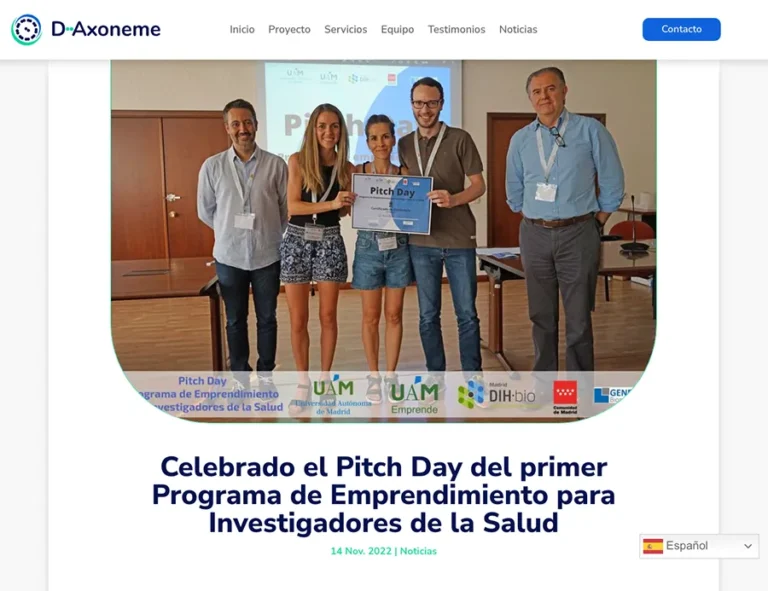 Detalle de interfaz del proyecto web D-Axoneme