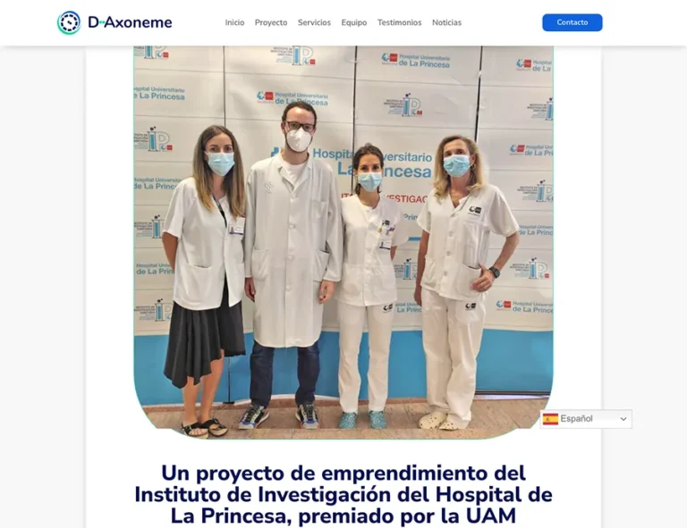 Detalle de interfaz del proyecto web D-Axoneme