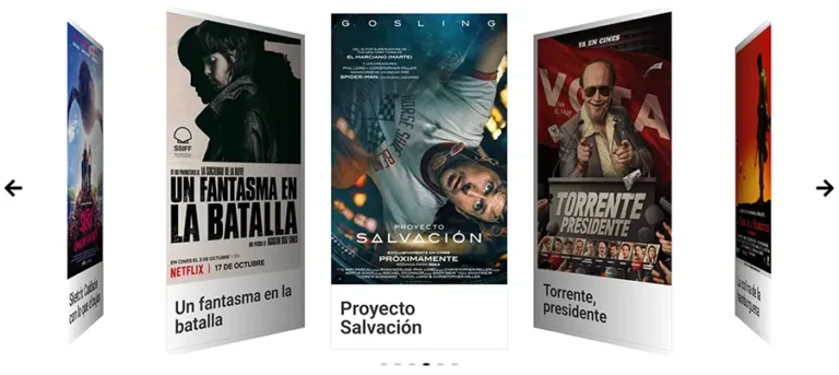Detalle de interfaz del proyecto web El Fancine