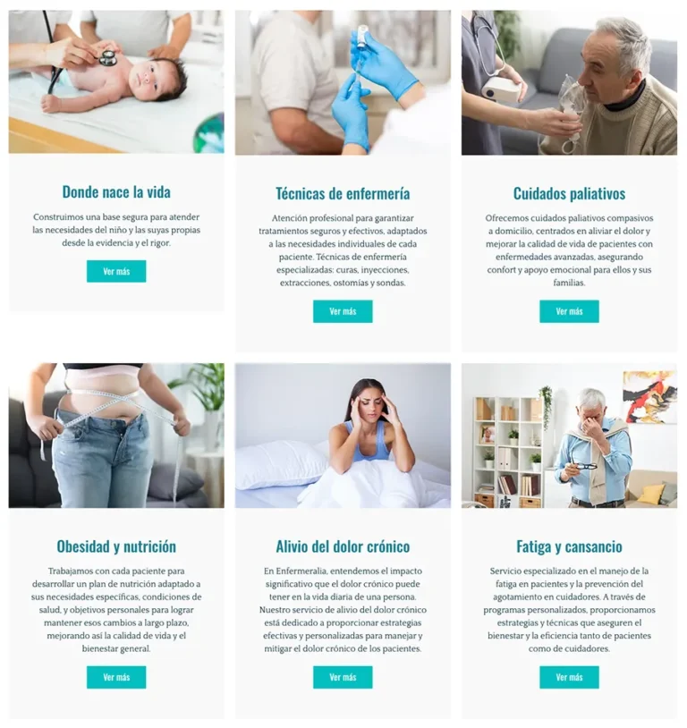 Detalle de interfaz del proyecto web Enfermeralia
