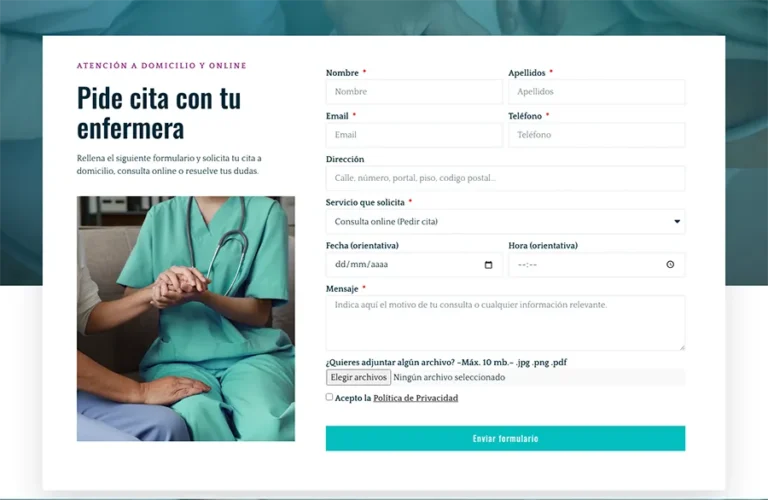 Detalle de interfaz del proyecto web Enfermeralia