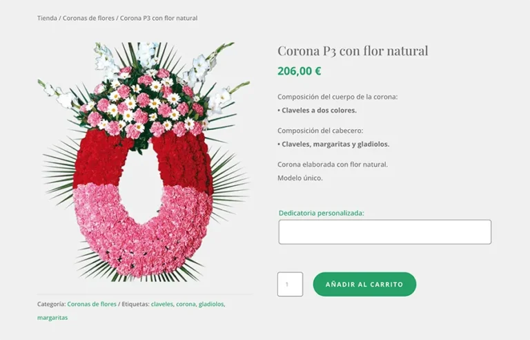 Detalle de interfaz del proyecto web Floristería Funeraria Rivas