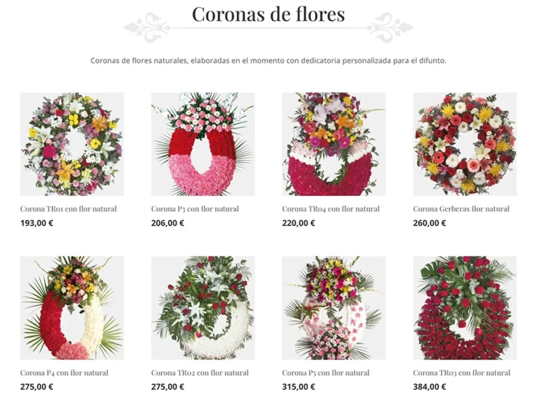 Detalle de interfaz del proyecto web Floristería Funeraria Rivas