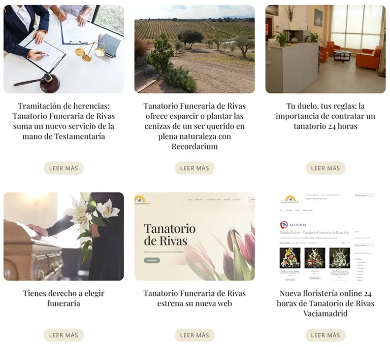 Detalle de interfaz del proyecto web Funeraria Rivas