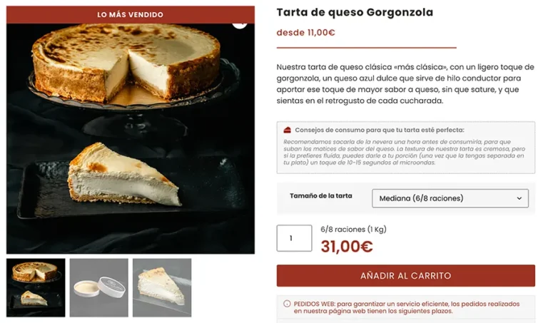 Detalle de interfaz del proyecto web Giosam Foodart
