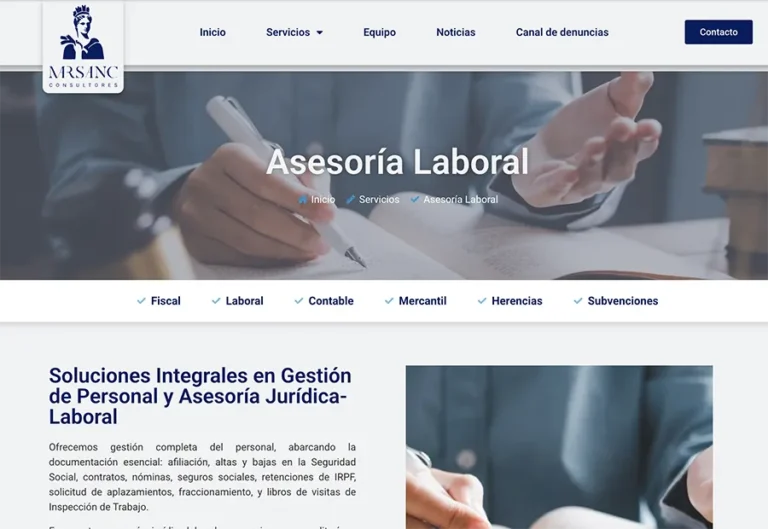 Detalle de interfaz del proyecto web Marsanc Consultores