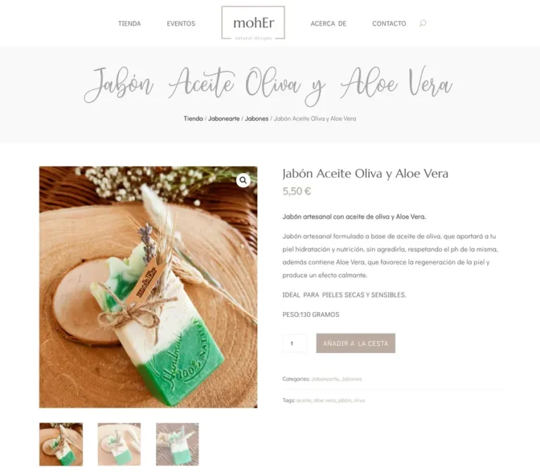 Detalle de interfaz del proyecto web Moher Esther Sánchez