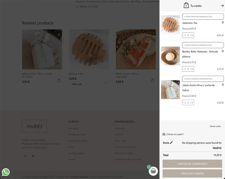 Detalle de interfaz del proyecto web Moher Esther Sánchez
