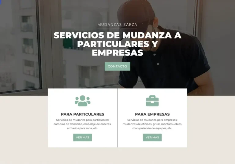 Detalle de interfaz del proyecto web Mudanzas Zarza