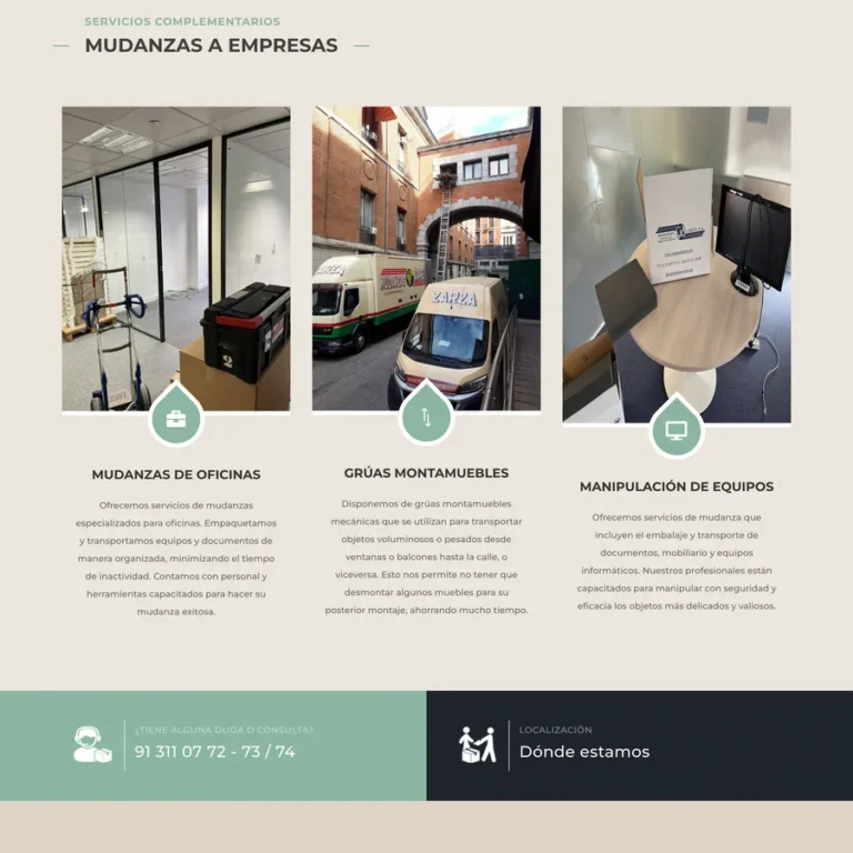 Detalle de interfaz del proyecto web Mudanzas Zarza