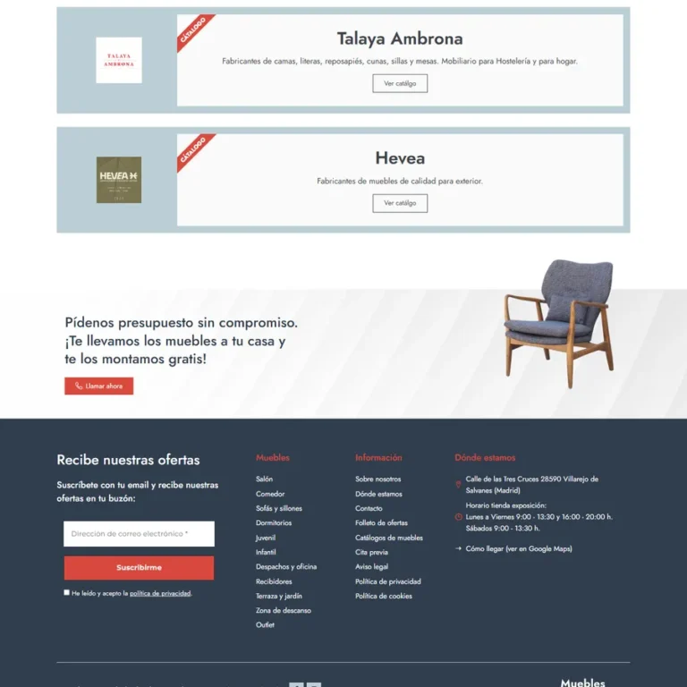 Detalle de interfaz del proyecto web Muebles Paquito