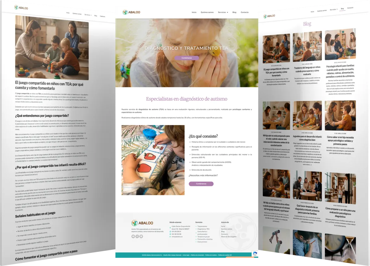 Pantallas del proyecto del proyecto web Abaloo Intervenciones SL