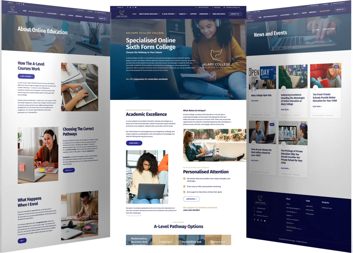Pantallas del proyecto del proyecto web Alary College