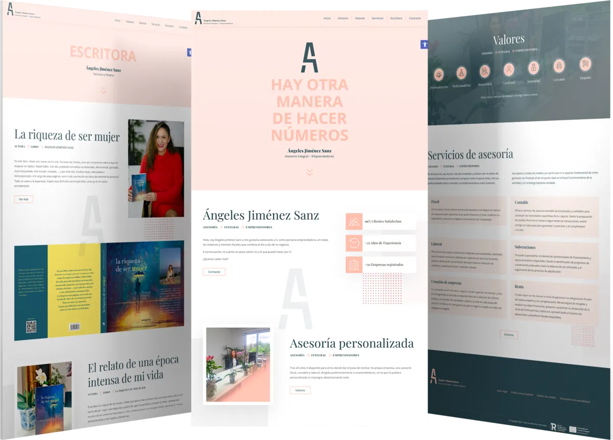 Pantallas del proyecto del proyecto web Ángeles Jiménez Asesoría