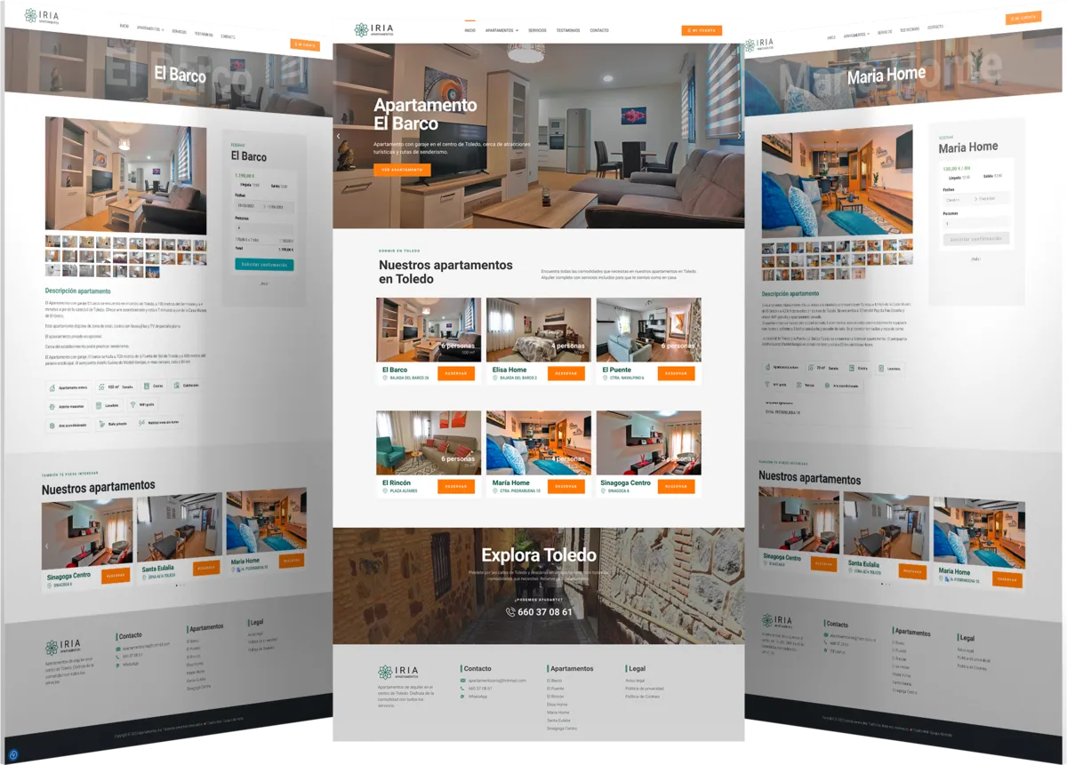 Pantallas del proyecto del proyecto web Apartamentos Iria