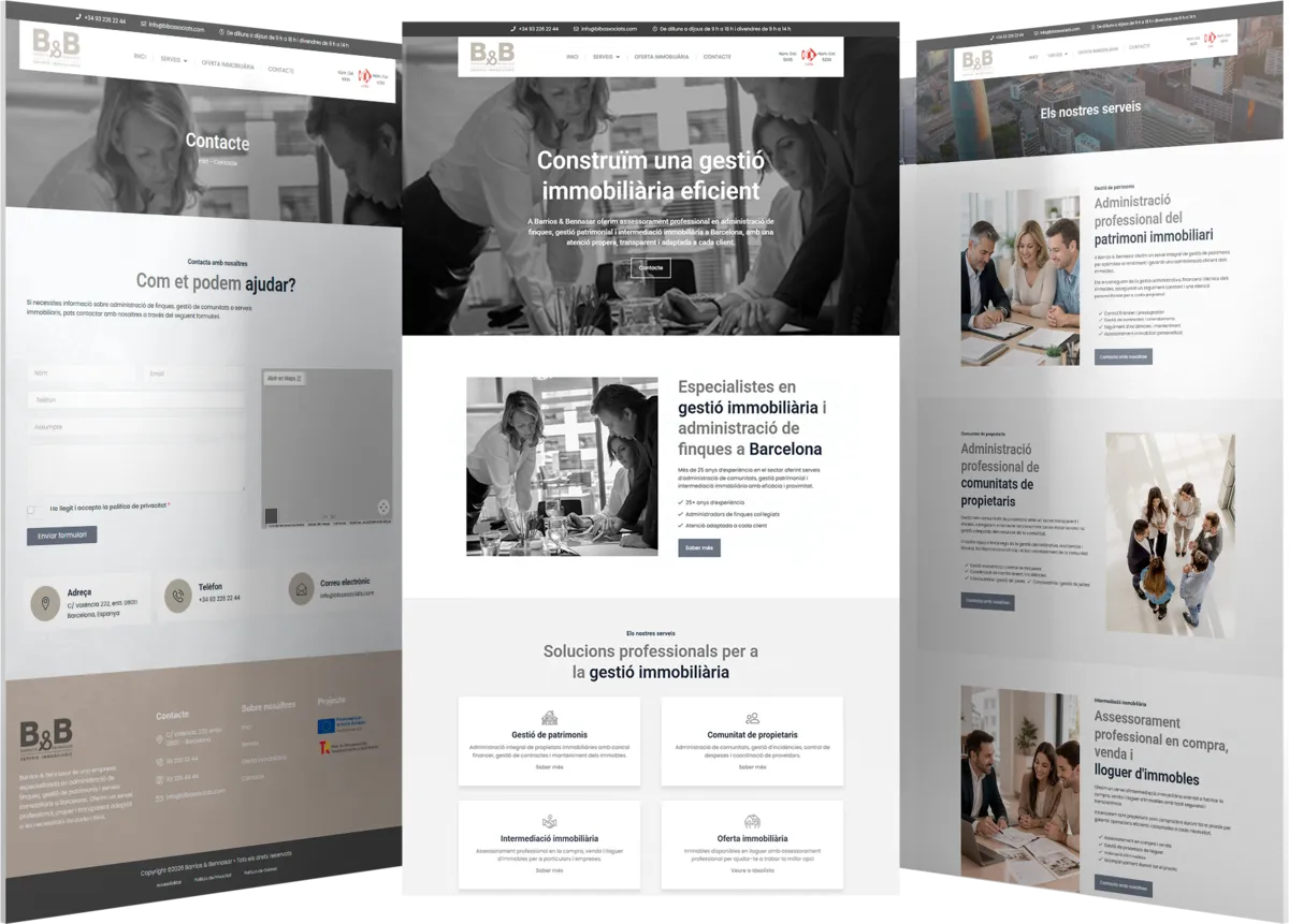 Pantallas del proyecto del proyecto web BIB Associats
