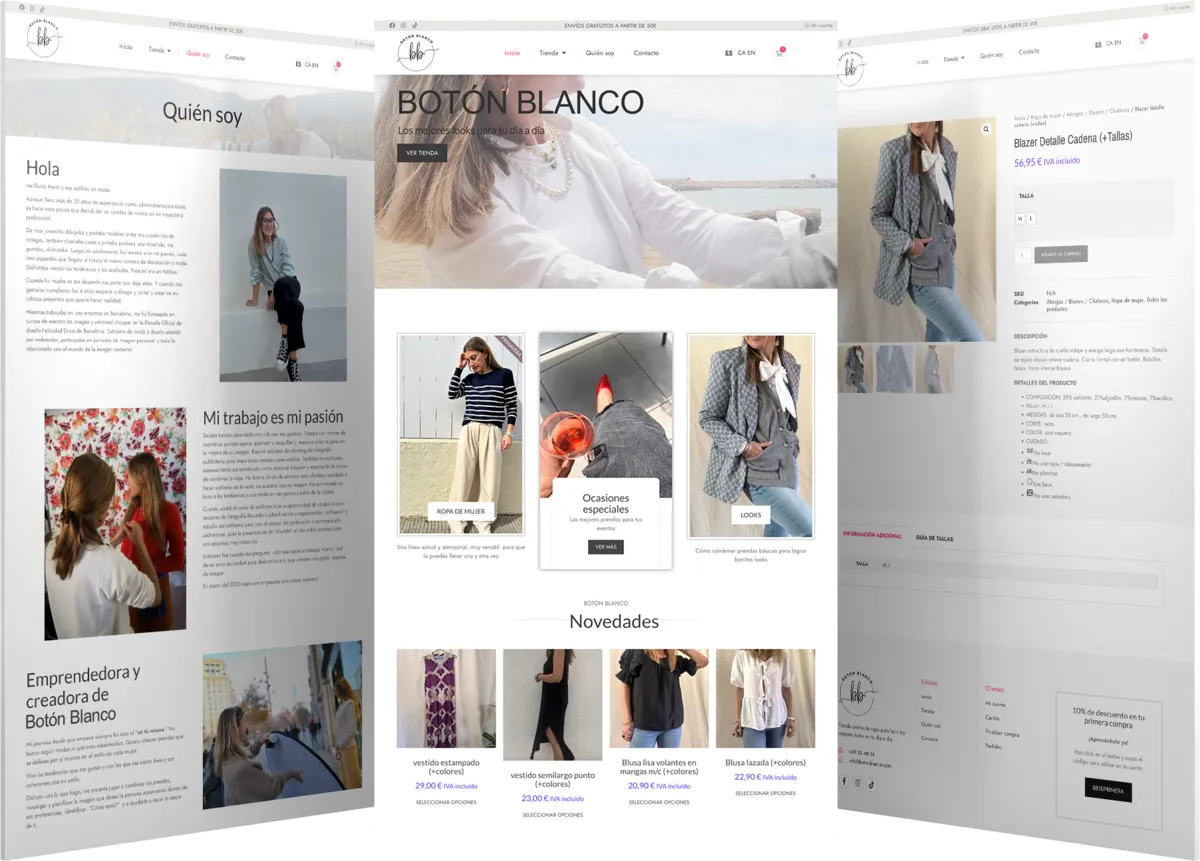 Pantallas del proyecto del proyecto web Botón Blanco