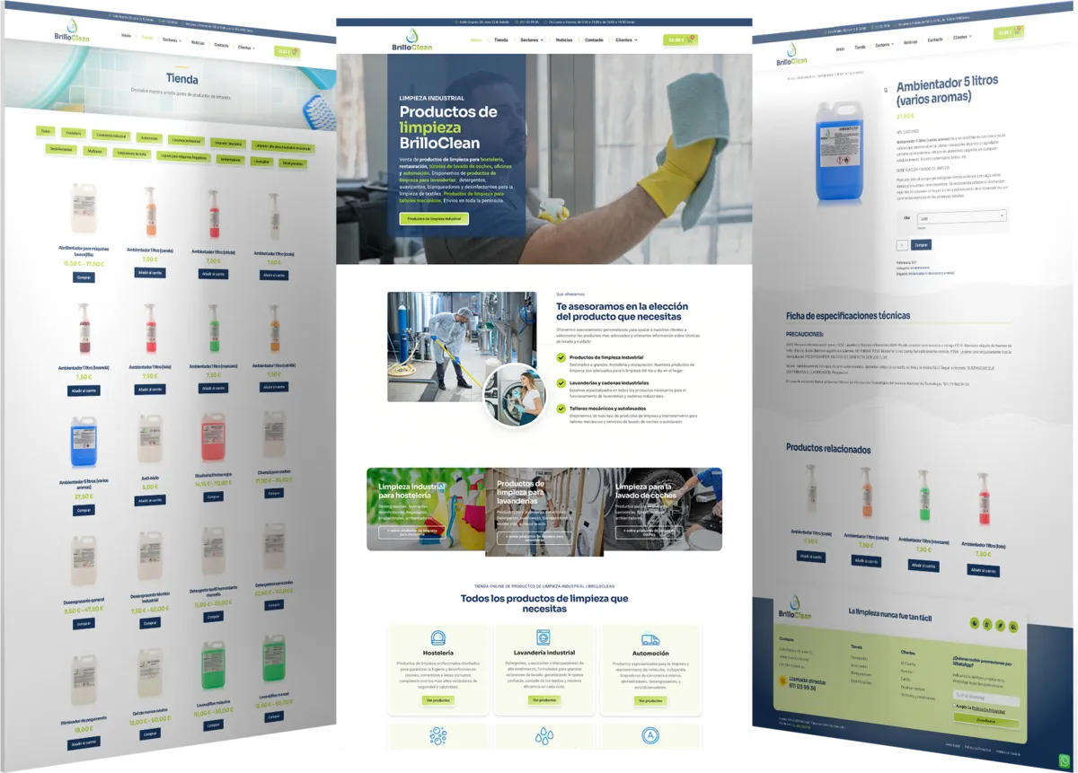 Pantallas del proyecto del proyecto web Brillo Clean