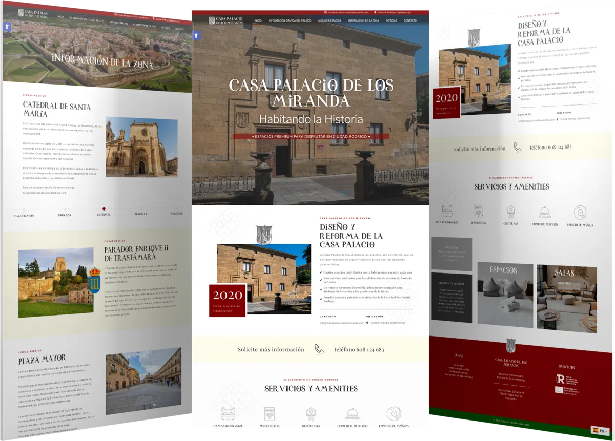 Pantallas del proyecto del proyecto web Casa Palacio de los Miranda