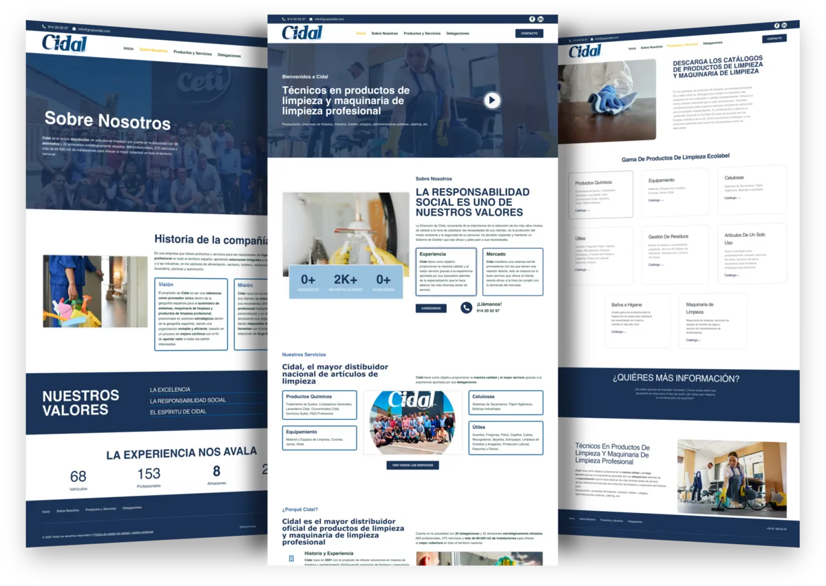 Pantallas del proyecto del proyecto web Cidal intranet
