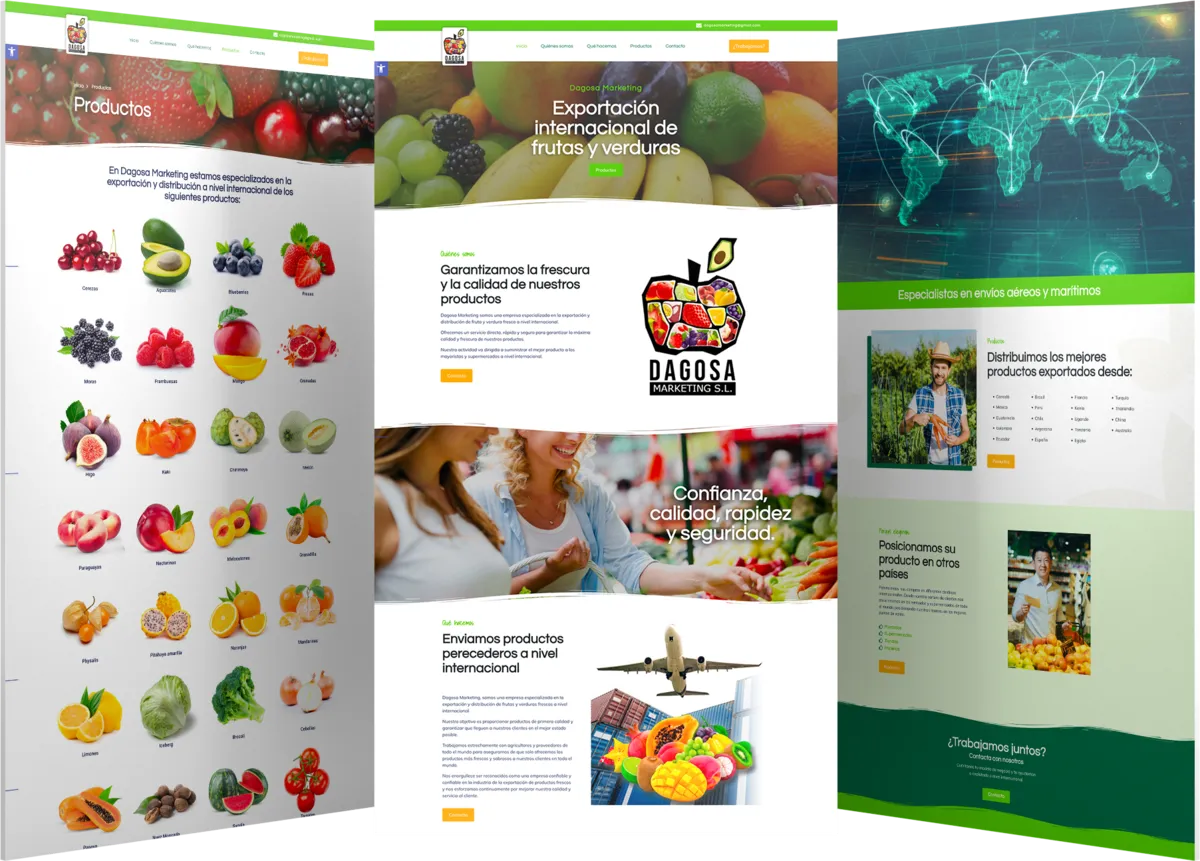 Pantallas del proyecto del proyecto web Dagosa Marketing