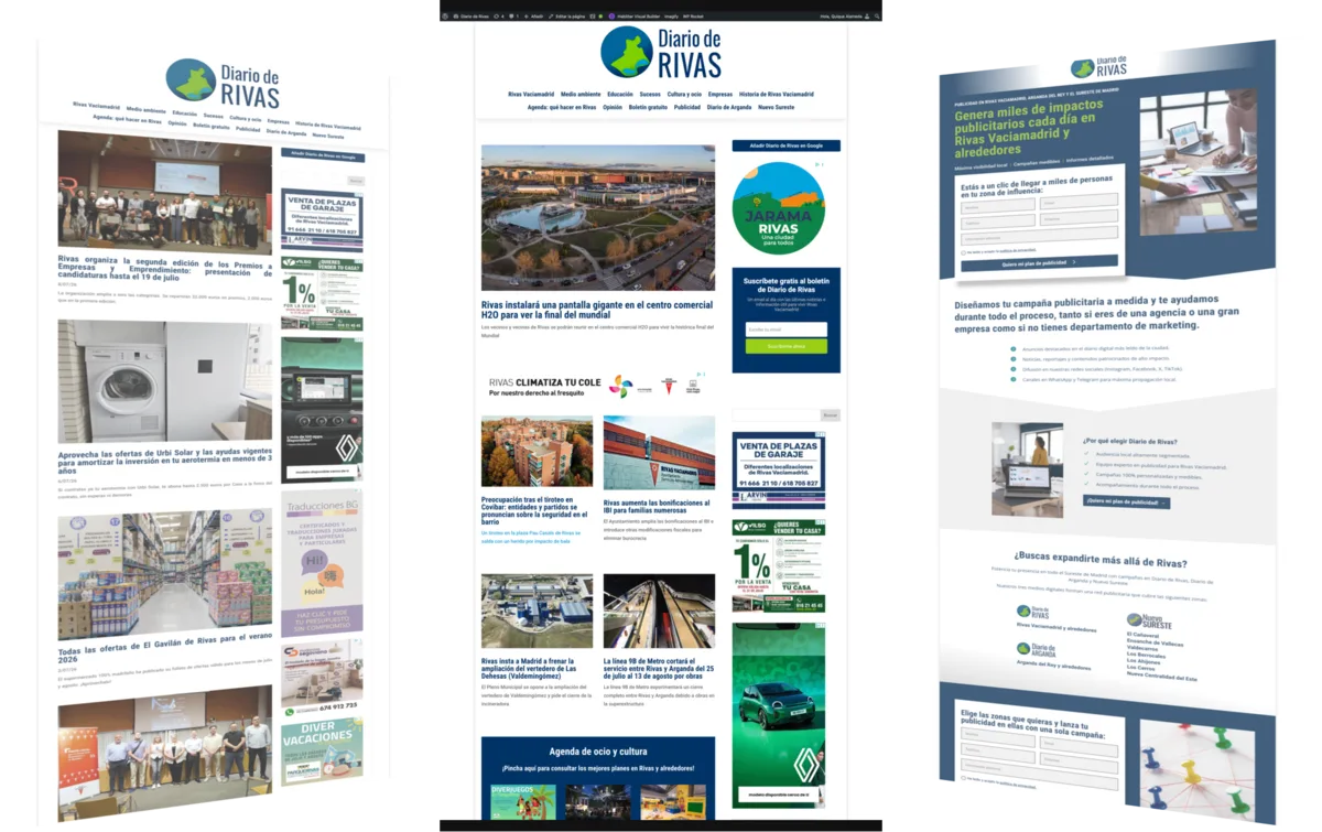 Pantallas del proyecto del proyecto web Diario de Rivas
