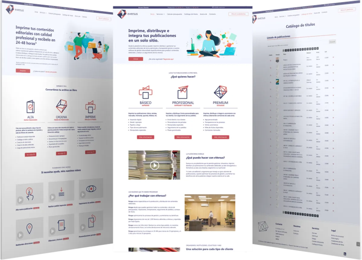 Pantallas del proyecto del proyecto web e-Versus