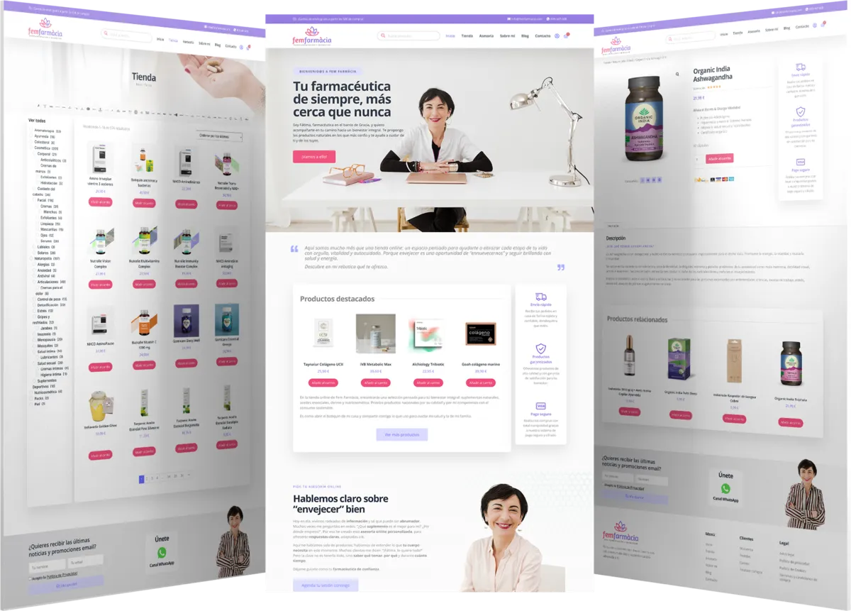 Pantallas del proyecto del proyecto web Fem Farmacia