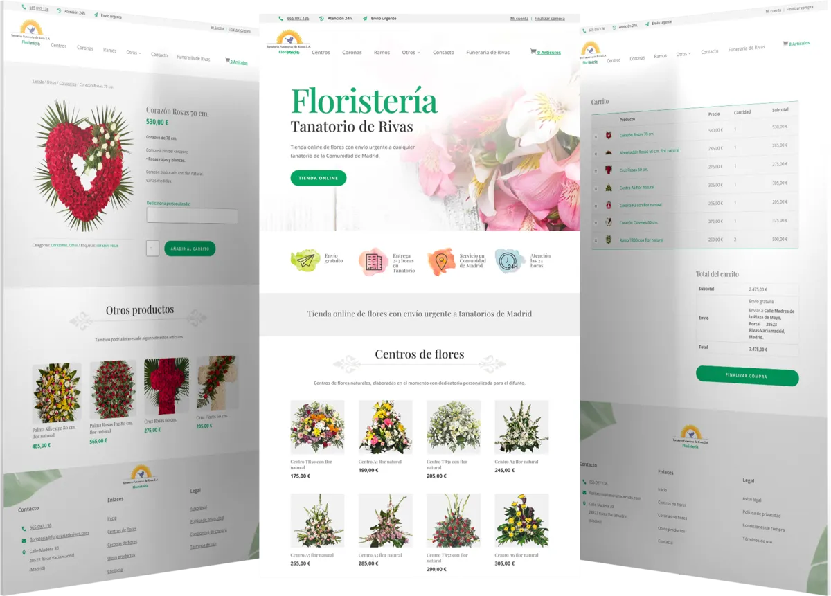 Pantallas del proyecto del proyecto web Floristería Funeraria Rivas