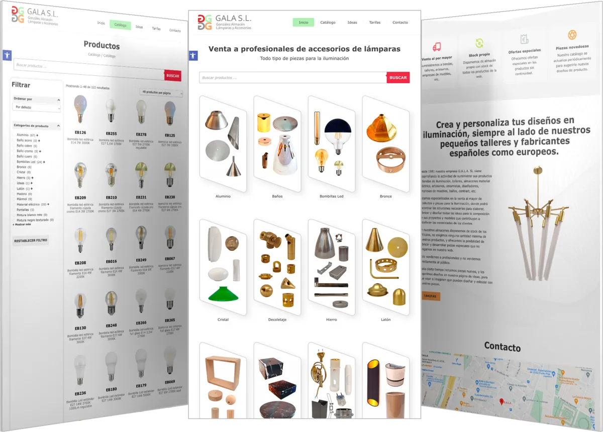 Pantallas del proyecto del proyecto web Gala SL